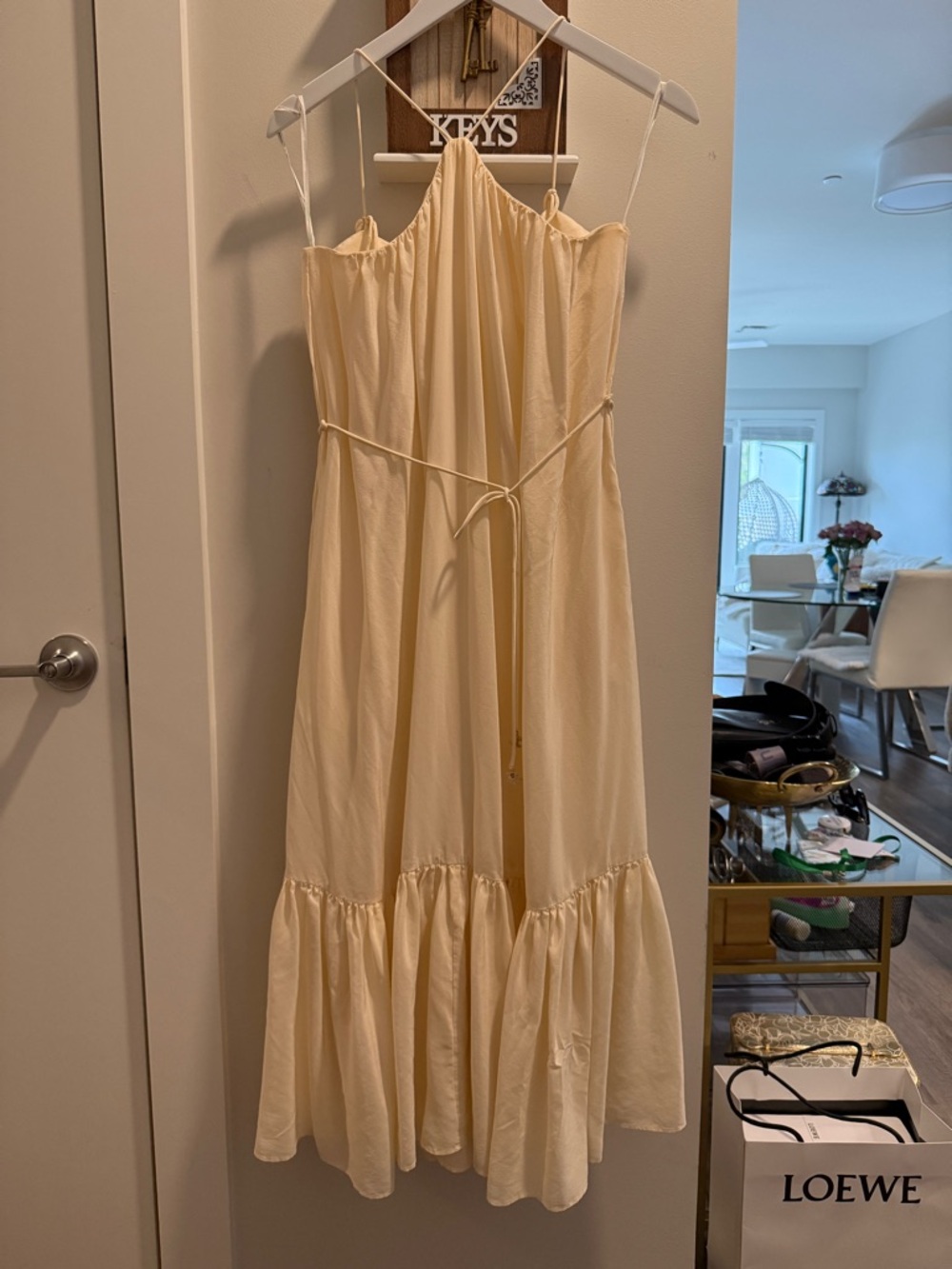 Zimmermann Cream Spaghetti-Strap Tiered Maxi Dress